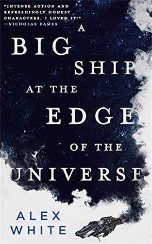 Book cover: dark blue space background with a spaceship silhouette.