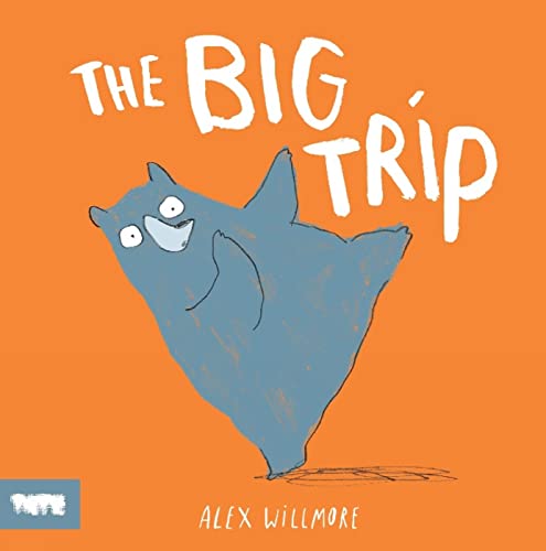 Orange cover with a blue, illustrated bear raising its arms in joy.
