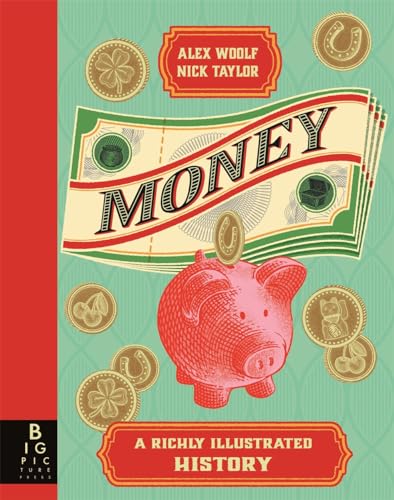 Book cover with piggy bank, coins, and banknotes titled “Money”.