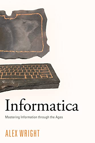 Book cover: "Informatica" with stone tablet and keyboard imagery.