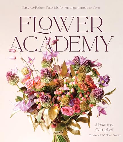 Book cover with colorful floral arrangement and title "Flower Academy".