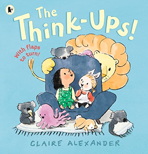 Children’s book cover, “The Think-Ups!”, with animal characters and flaps.