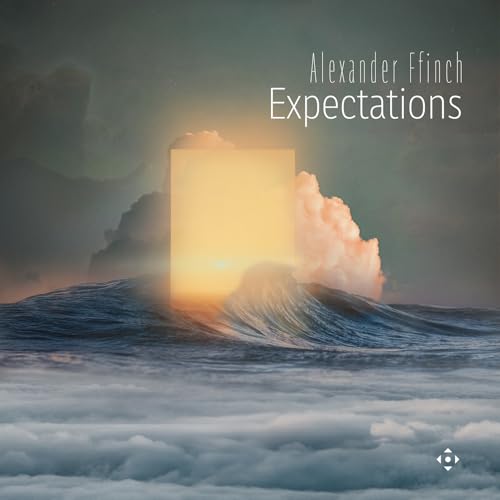 CD cover for Alexander Ffinch’s “Expectations” with a glowing pillar over water.