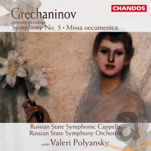 CD cover for Grechaninov’s Symphony No. 5 featuring portrait and flowers.