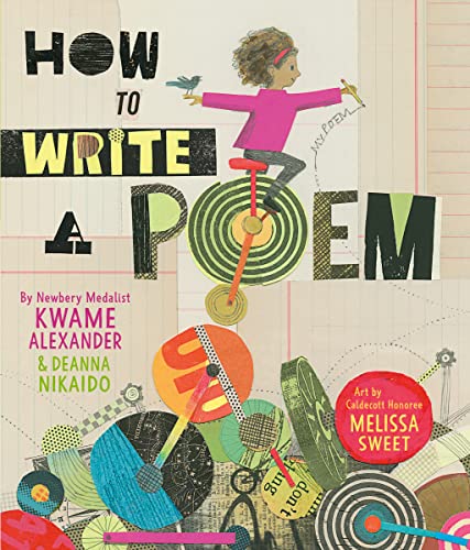 Book cover featuring a girl on a unicycle with mixed-media collage art and text.