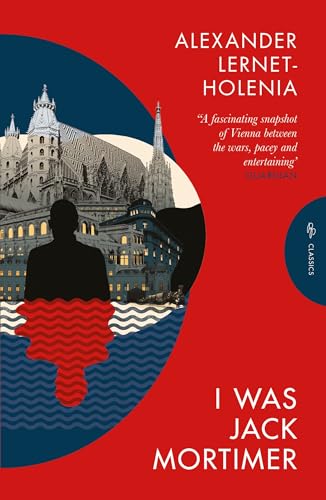 Book cover: silhouetted figure, Vienna skyline, red and blue abstract design.