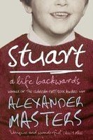 Book cover: a young boy in red, title "Stuart a life backwards.