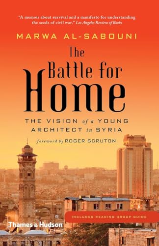 Book cover: "The Battle for Home" with a cityscape and orange background.