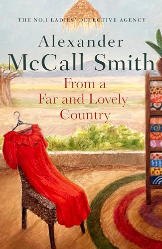 Book cover with a red dress, landscape, and colorful textiles.