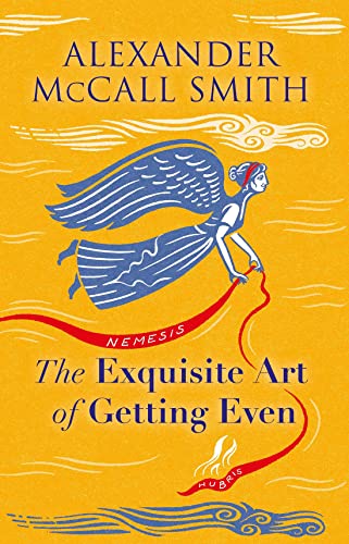 Book cover: yellow background, winged figure, and red ribbon with text.