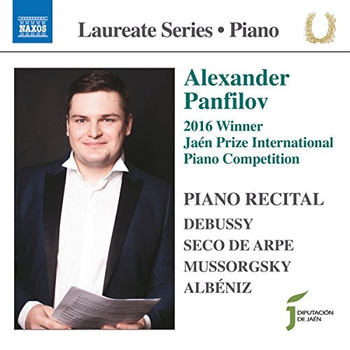 CD cover featuring pianist Alexander Panfilov, 2016 Jaén Prize winner, with track list information.