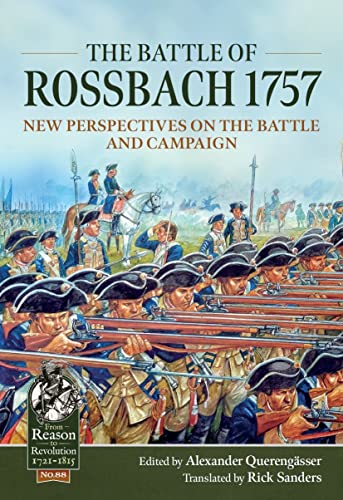 Book cover depicting 18th-century soldiers in battle, titled “The Battle of Rossbach 1757”.