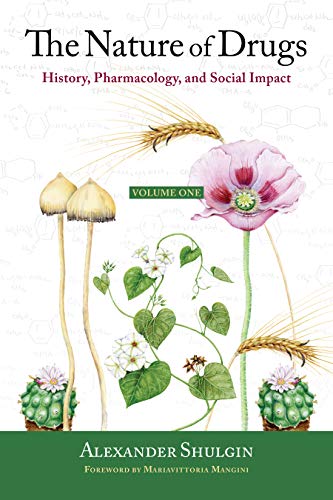 Book cover featuring botanical illustrations of mushrooms, flowers, and wheat against chemical structure background.