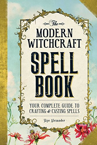 Book cover with ornate frame, title “The Modern Witchcraft Spell Book.”