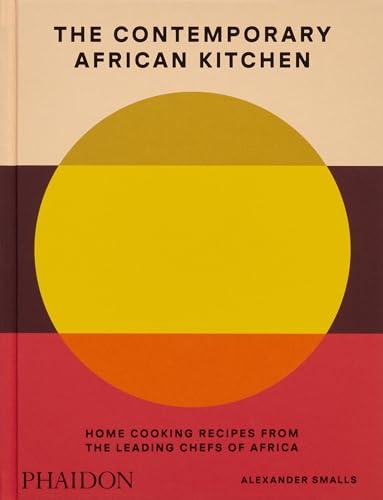 Cookbook cover with geometric design in yellow, orange, and brown tones.