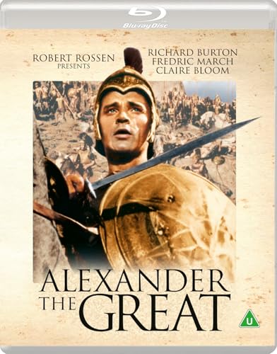Blu-ray cover for “Alexander The Great” featuring Richard Burton in armor.