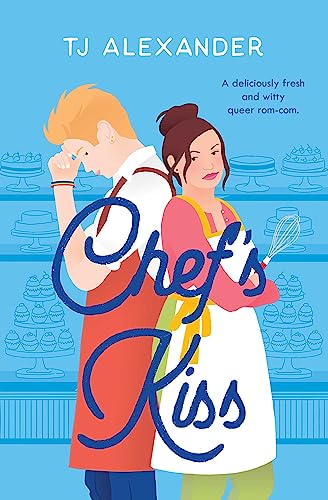 Book cover featuring two bakers standing back-to-back in front of shelves of cakes.