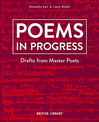 Book cover: "Poems in Progress" with handwritten text on red background.