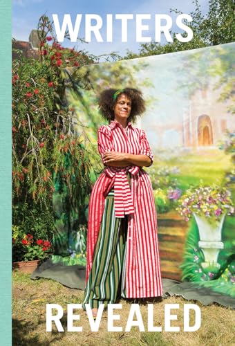 Book cover featuring a woman in striped clothing standing in a garden.