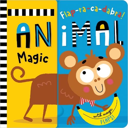 Board book cover with colorful letters, a monkey, and a banana.