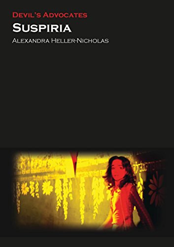 Book cover for "Suspiria" with a woman silhouetted in orange light.