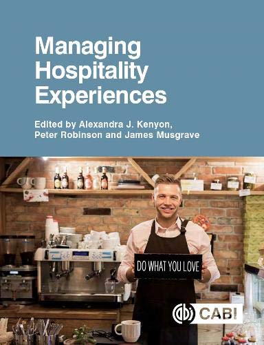 Book cover: “Managing Hospitality Experiences” with a barista smiling.