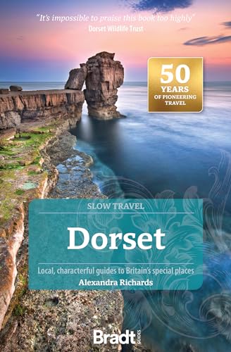 Book cover featuring a rocky coastline at sunset with the title Dorset.