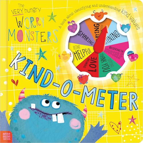 Yellow book cover with colorful monsters and a rotating “Kind-o-meter” wheel.
