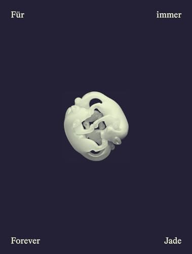 Dark blue background with a detailed, pale jade carving of intertwined figures.