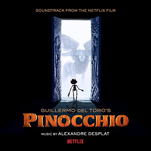 “Pinocchio” soundtrack album cover featuring a doorway and wooden puppet.