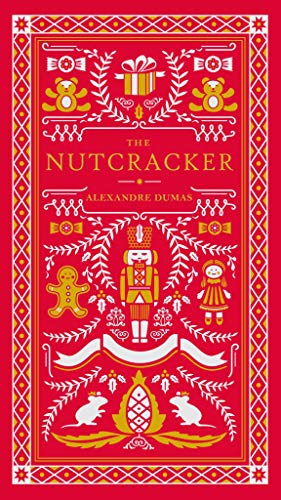 Red book cover for "The Nutcracker" with festive illustrations.