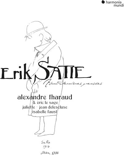 CD cover with sketched figures and text: "Erik Satie, Alexandre Tharaud.