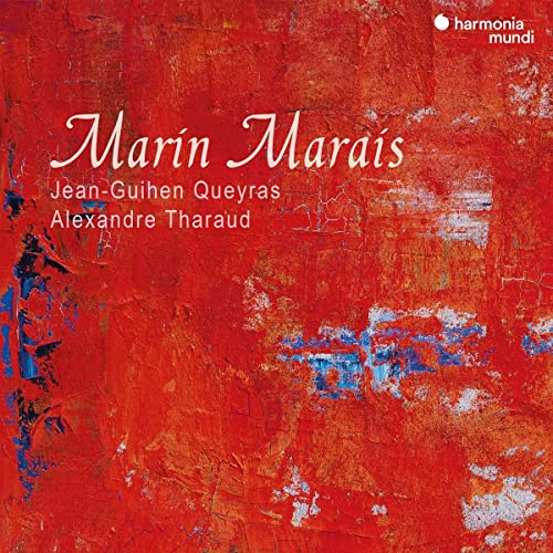CD cover for Marin Marais, featuring red textured background and white text.