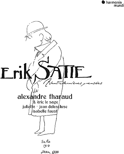 Black and white album cover featuring a sketched portrait of Erik Satie.