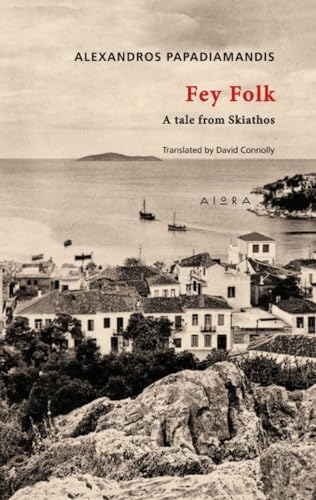 Book cover with a coastal town scene and red title: "Fey Folk".
