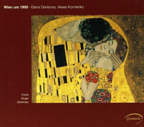 CD cover featuring Klimt’s “The Kiss” painting, red and gold tones.