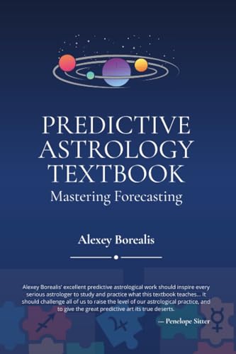 Book cover titled Predictive Astrology Textbook with a planetary illustration on a dark background.