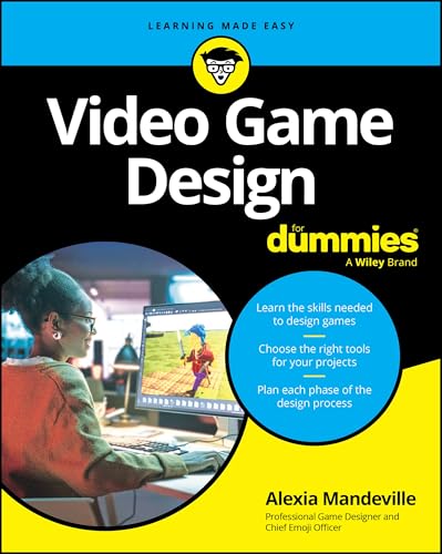 Book cover for Video Game Design For Dummies featuring a designer at a computer.