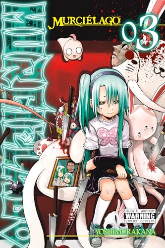 Manga cover featuring a girl with turquoise hair amidst violent imagery.