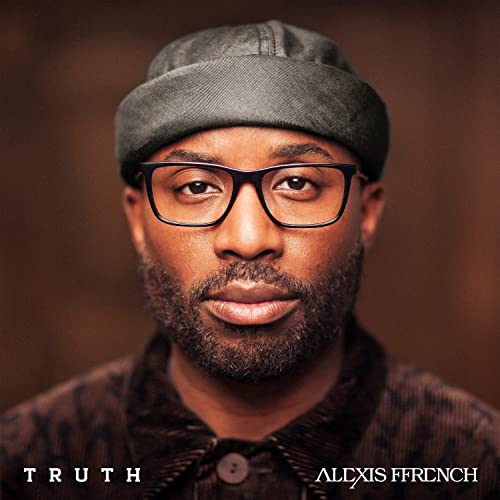 Alexis Ffrench album cover: portrait of a man in a cap and glasses.