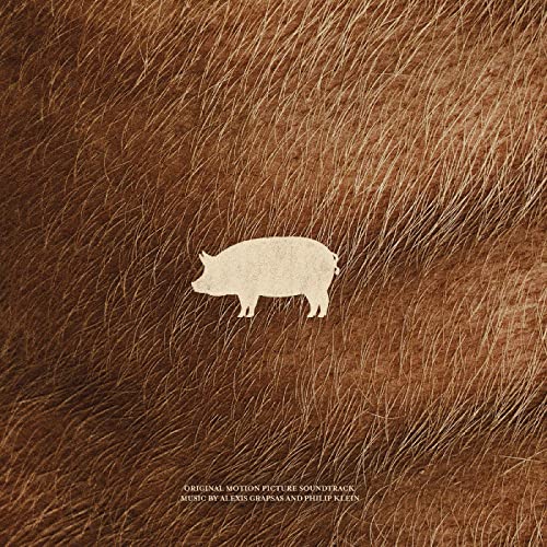 Pink vinyl record cover with a white pig silhouette on brown fur.