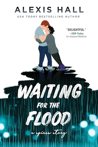 Book cover: couple embracing in water with stormy, abstract background.