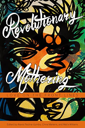 Book cover featuring abstract black line art over a colorful background with white text.