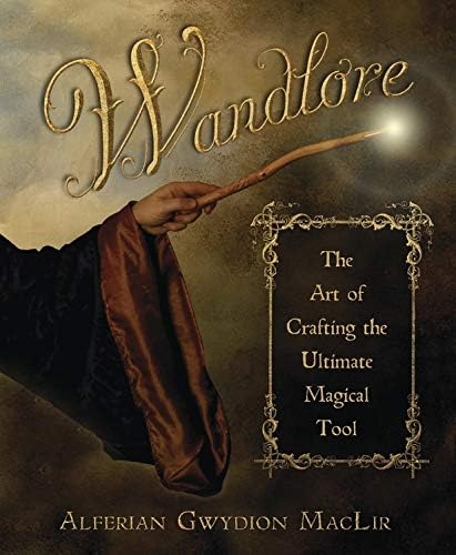 Book cover: hand holding wand with glowing tip, ornate gold text.
