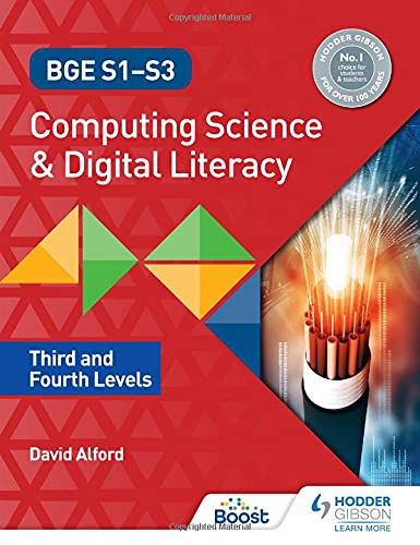 Book cover: “BGE S1-S3 Computing Science & Digital Literacy” with geometric shapes.