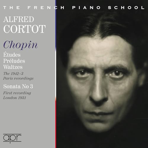 CD cover featuring a black and white portrait of pianist Alfred Cortot.