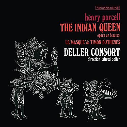 Vinyl record cover for Henry Purcell’s “The Indian Queen” featuring white line art.