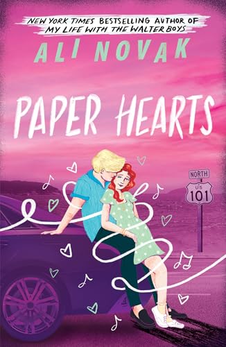 Book cover: couple embracing by a car, hearts and musical notes.