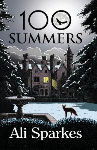 Book cover: castle silhouette, fox, moon, and large white text "100 SUMMERS".