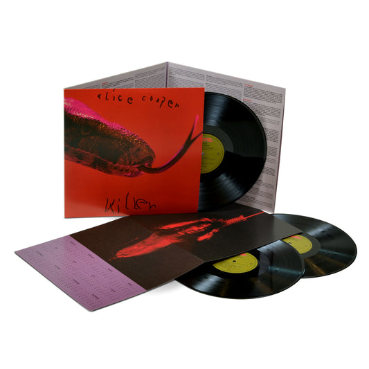 Alice Cooper’s “Killer” 50th Deluxe Edition: three vinyl LPs and gatefold cover.